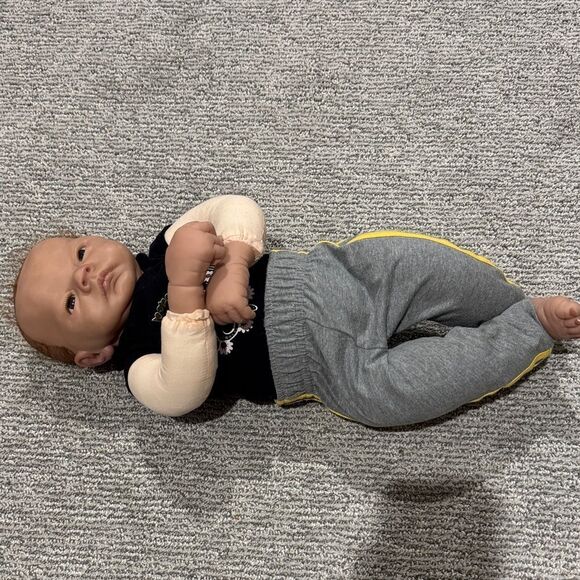 Adorable Baby Doll with Gray Outfit - Picture 1 of 8